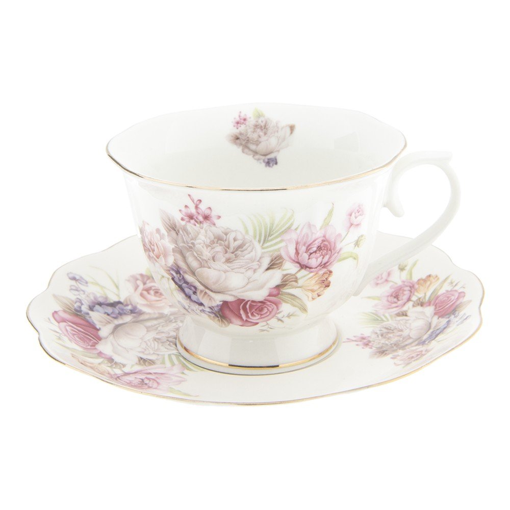 Porcelánový hrnek s podšálkem Clayre & Eef Ashley, 250 ml v:1239832