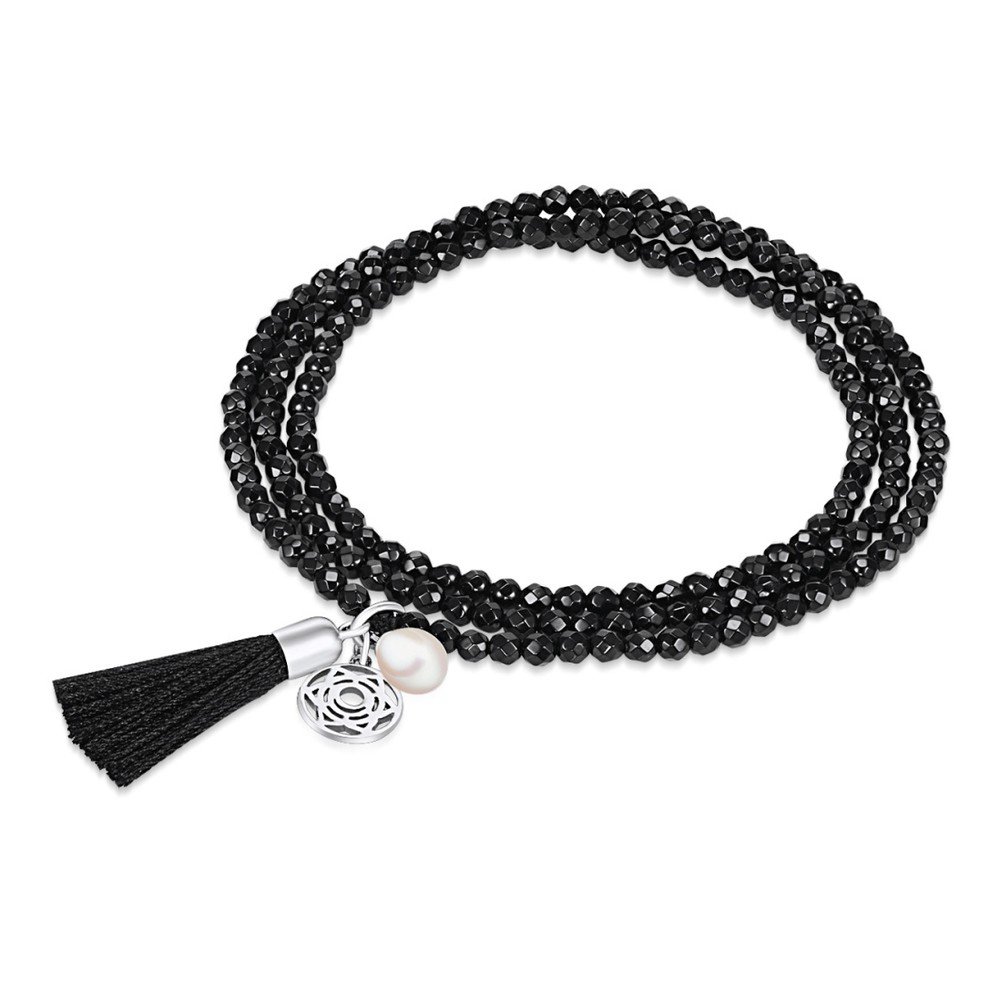 Achátový náramek s přívěskem a perlou Chakra Pearls Ciske, 57 cm v:743762