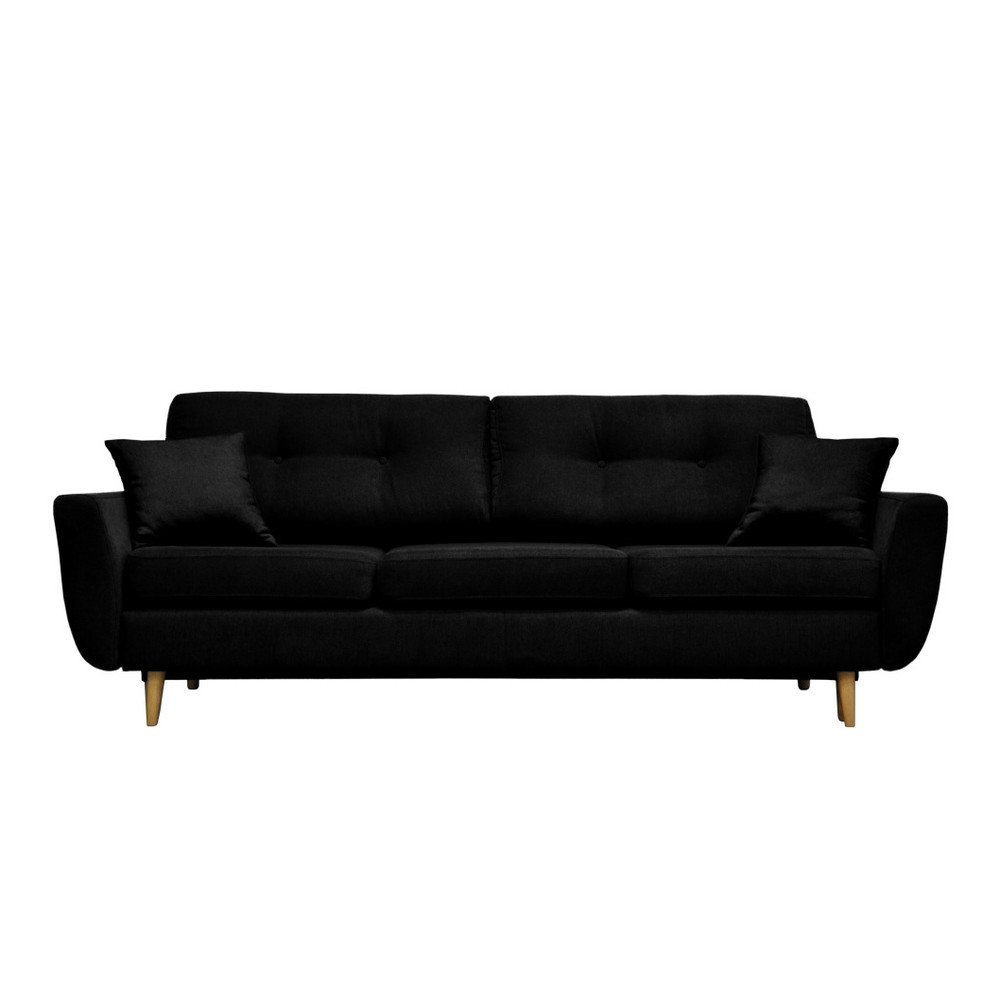 Černá rozkládací pohovka se světlými nohami Mazzini Sofas Rose v:753802