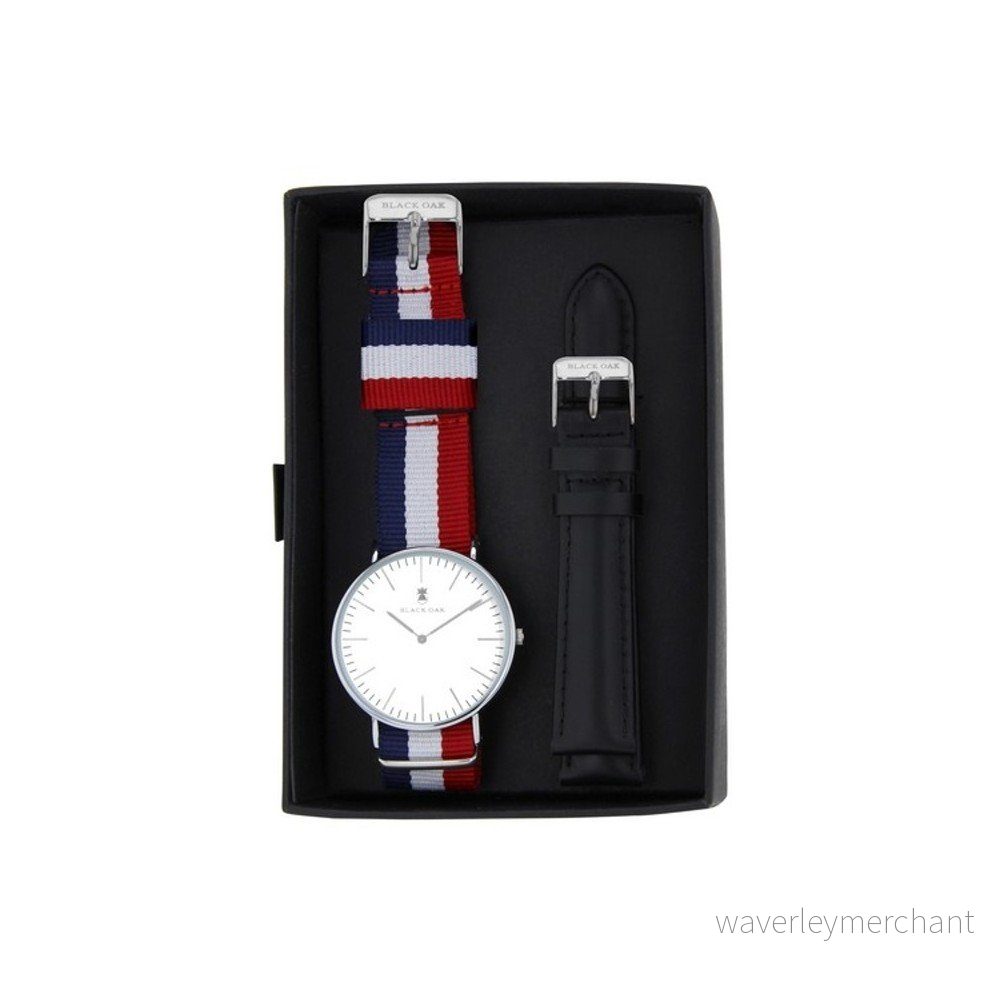 Set pánských hodinek Black Oak Stripe Tricolor s vyměnitelnými řemínky v:698716