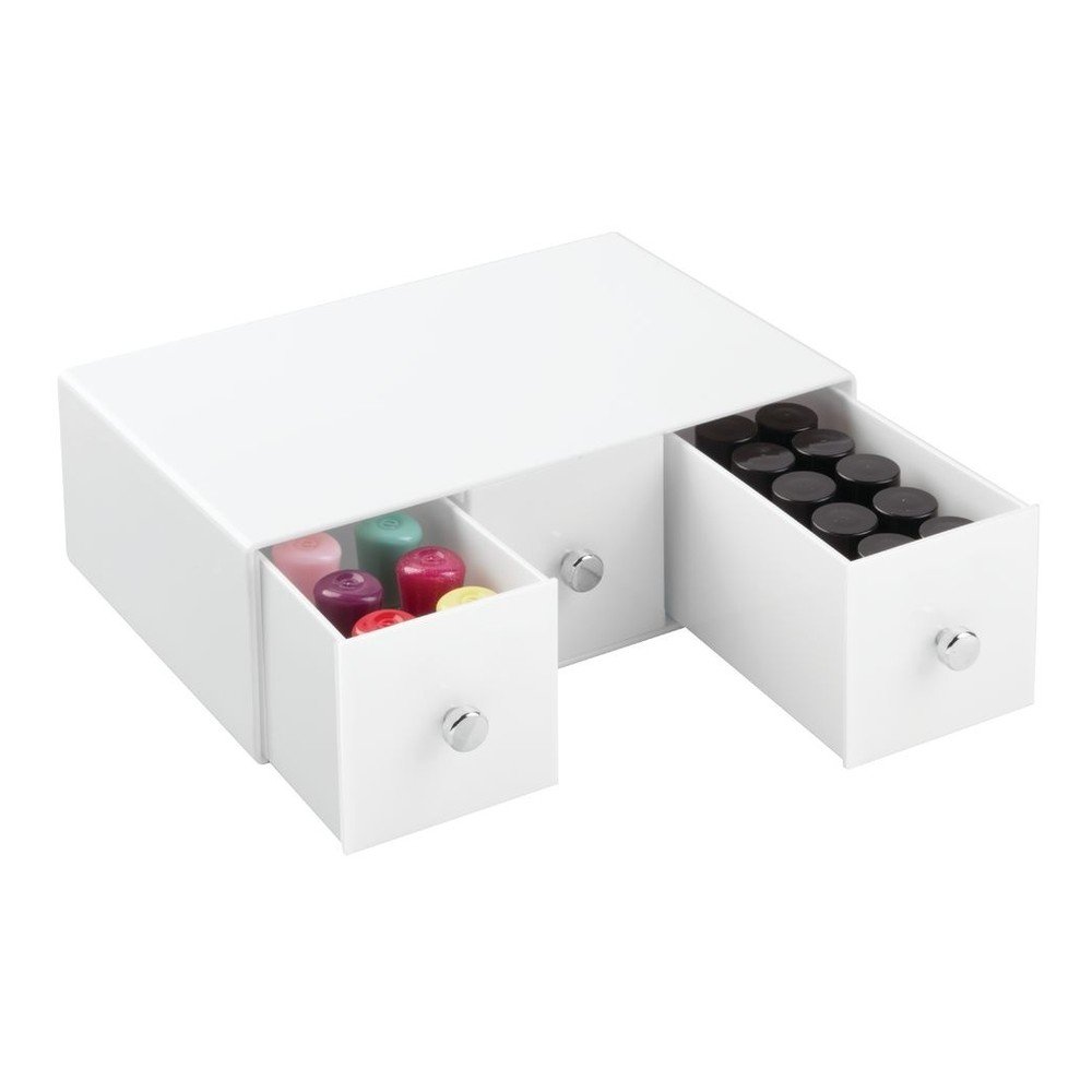 Bílý úložný box s 3 šuplíky InterDesign Drawers Tower, výška 18 cm v:742256