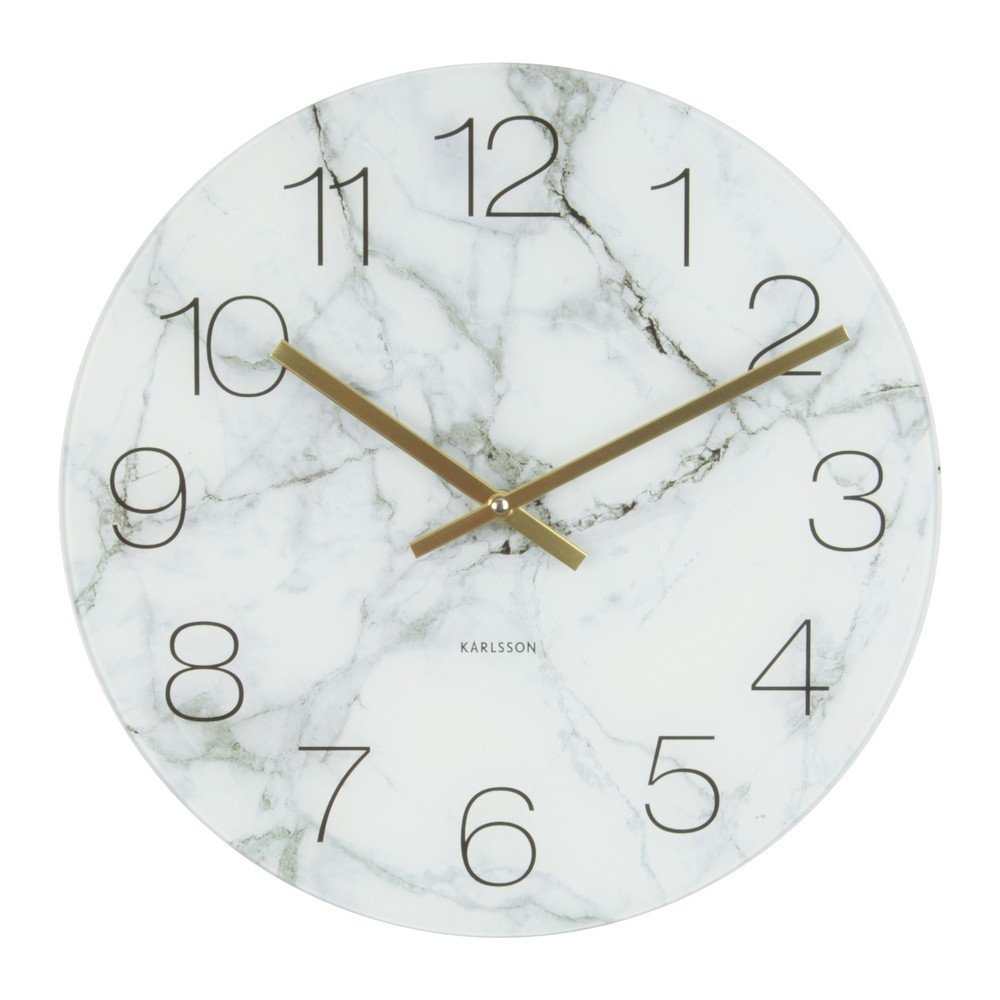 Bílé nástěnné hodiny Karlsson Glass Marble, ⌀ 40 cm v:755668 Bílé nástěnné hodiny Karlsson Glass Marble, ⌀ 40 cm v:755668