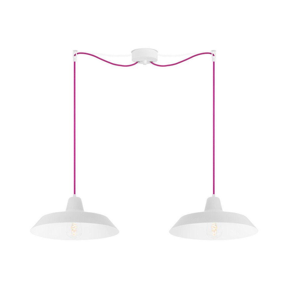 Růžové závěsné svítidlo se 2 bílými stínidly Bulb Attack Cinco v:1110504