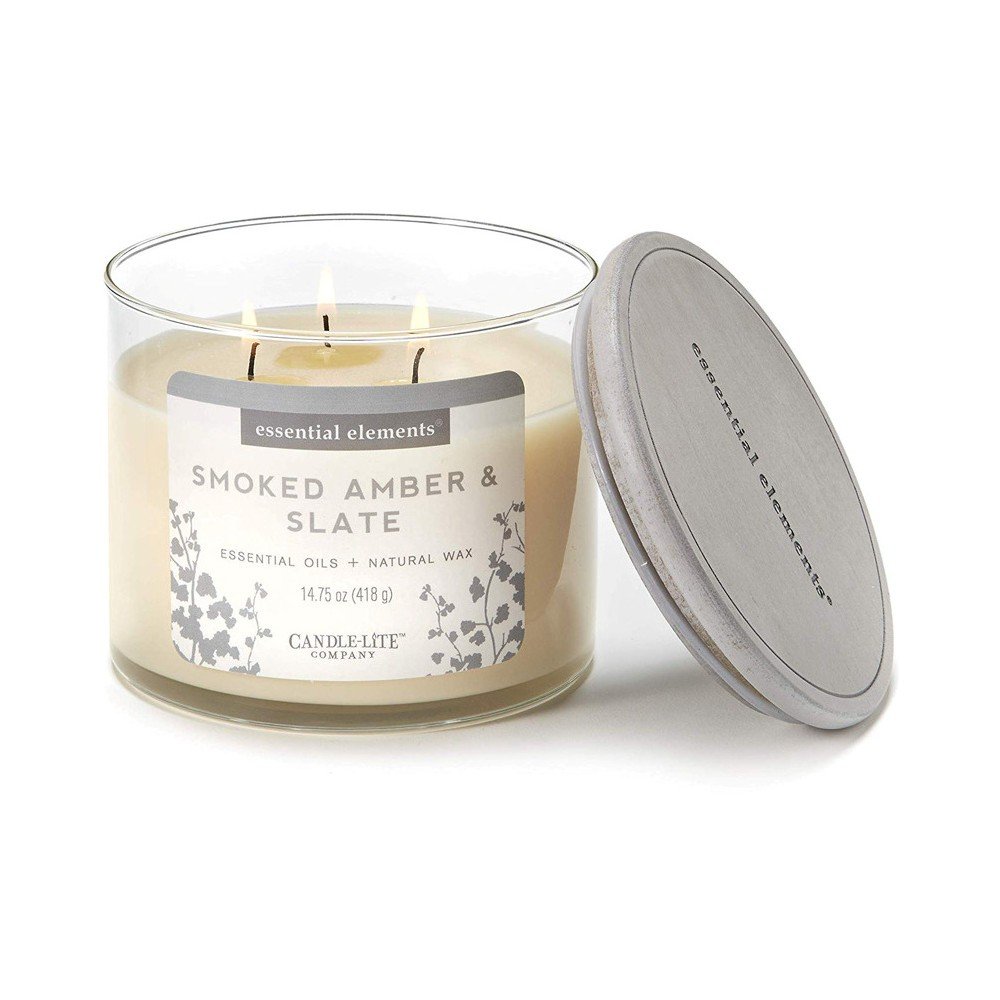 Vonná svíčka ve skle se sojovým voskem s vůní uzeného jantaru a břidlice Candle-Lite, doba hoření až 45 hodin v:1313646