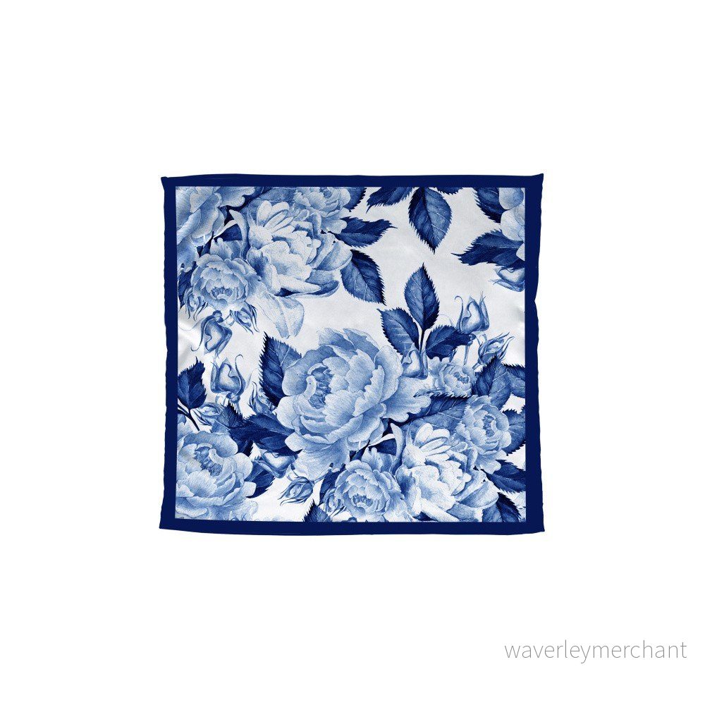 Modrý šátek Madre Selva Blue Flowers, 55 x 55 cm v:1097724