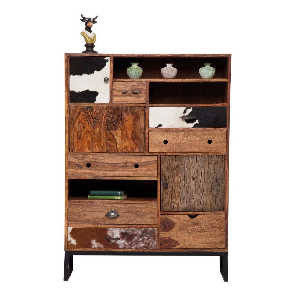 Komoda z palisandrového dřeva s koženými detaily Kare Design Rodeo, výška 138 cm v:989170