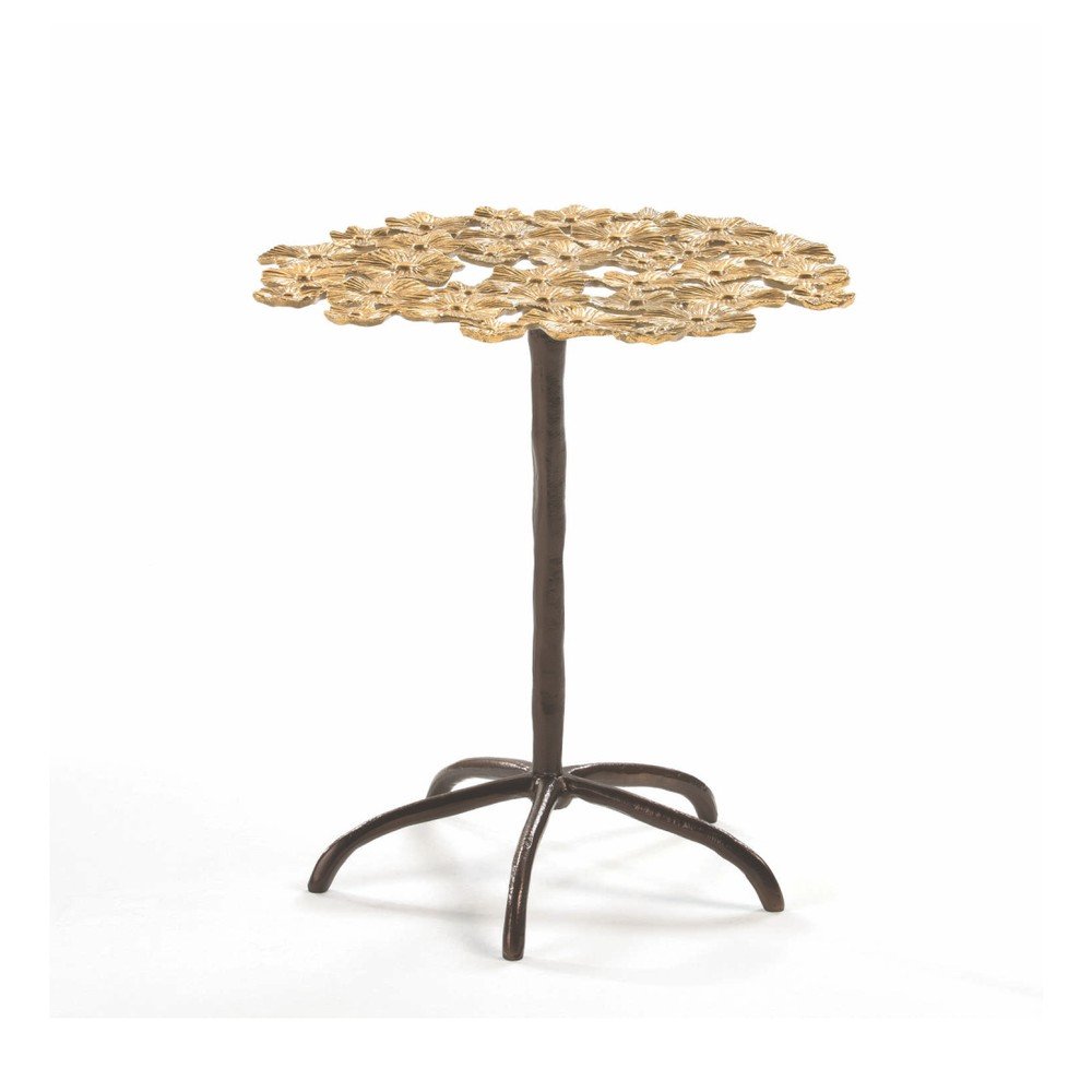 Odkládací stolek s deskou ve zlaté barvě Thai Natura, ⌀ 48 cm v:1088316