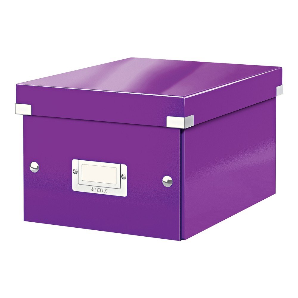 Fialový kartonový úložný box s víkem 22x28x16 cm Click&Store – Leitz v:1369717