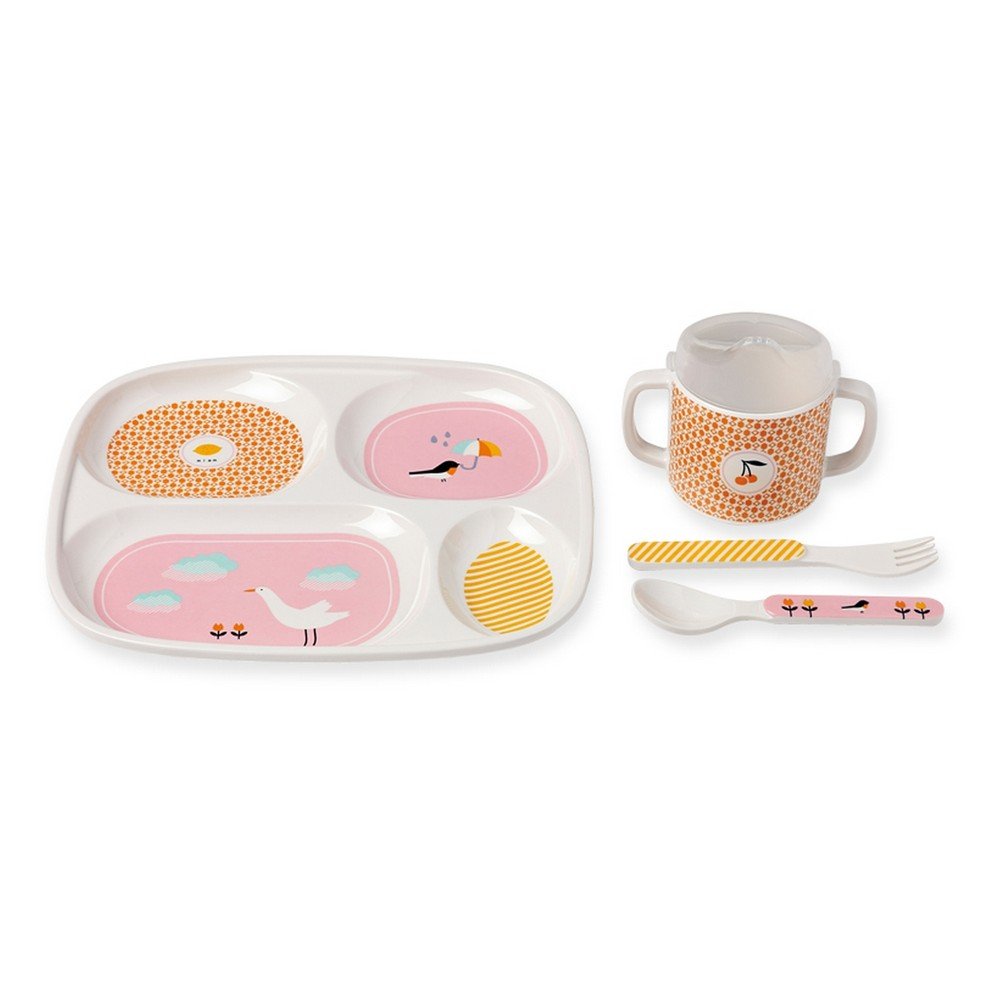 Dětský set podnosu, hrnečku a příboru Bandjo Birds v:796090