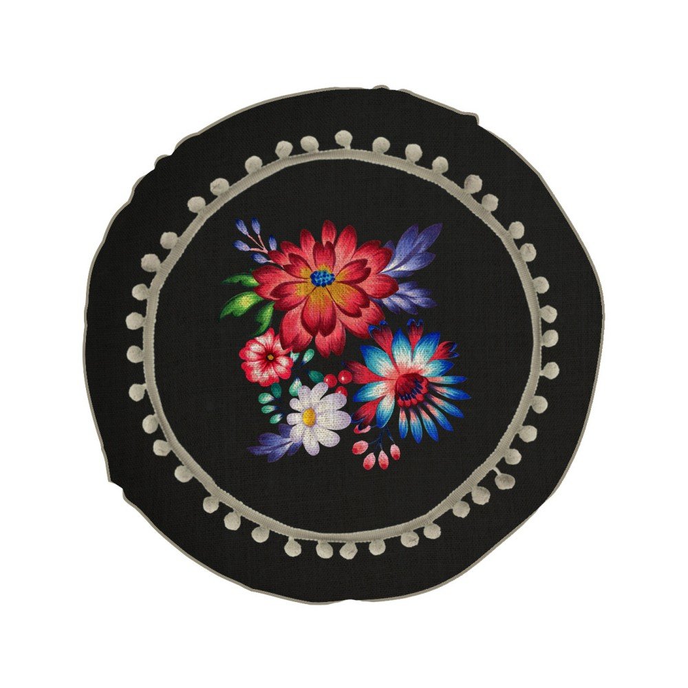 Oboustranný polštář s příměsí lnu Madre Selva Colorful Flowers, ⌀ 45 cm v:1074680