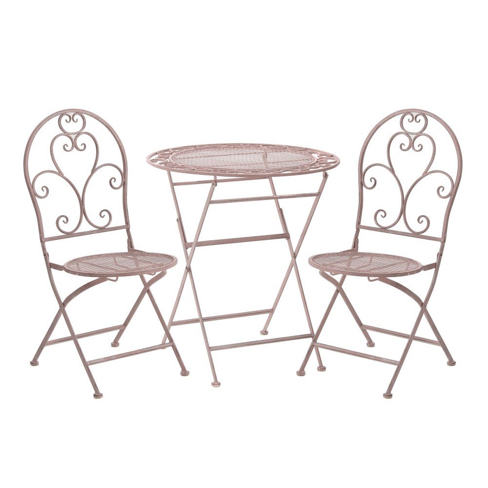 Set 2 růžových zahradních židlí a stolku InArt Antique v:1064196