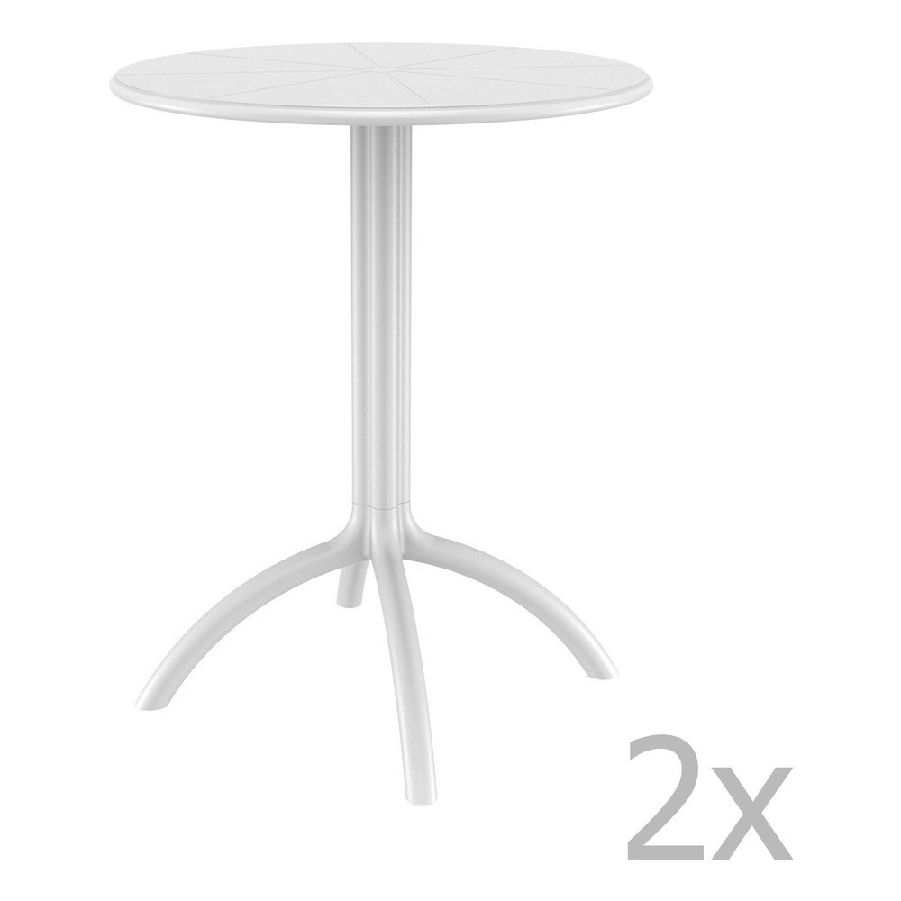 Sada 2 bílých kulatých zahradních stolků Resol Octopus, ⌀ 60 cm v:1237490