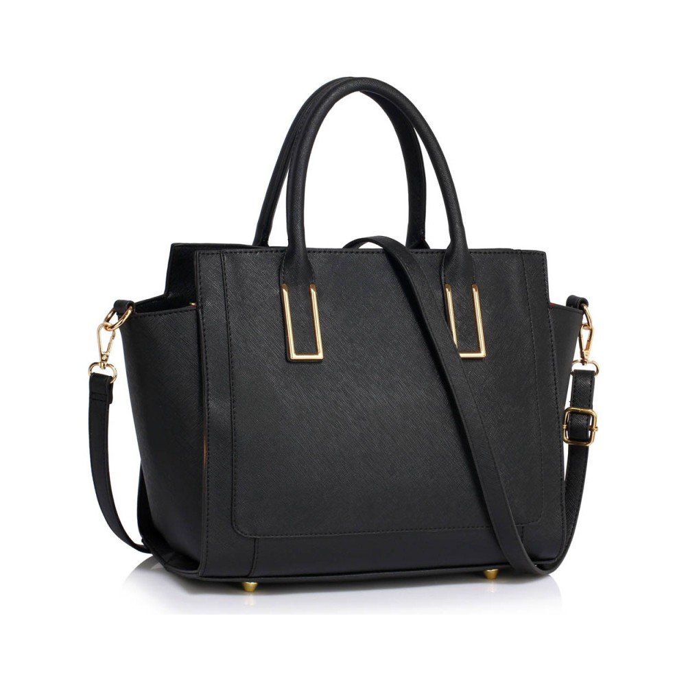 Černá kabelka z eko kůže L&S Bags Curlana v:848538