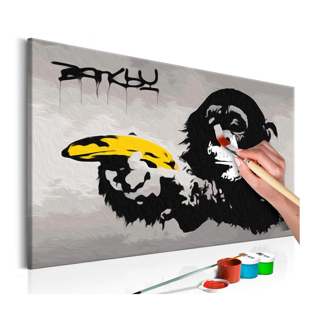 DIY set na tvorbu vlastního obrazu na plátně Artgeist Banksy Street Art, 60 x 40 cm v:1079152
