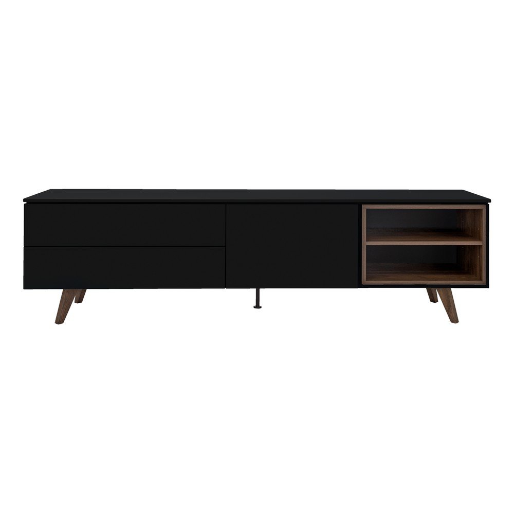 Nízká komoda v dekoru ořechu v černo-přírodní barvě 210x57 cm Plain – Tenzo v:1611776