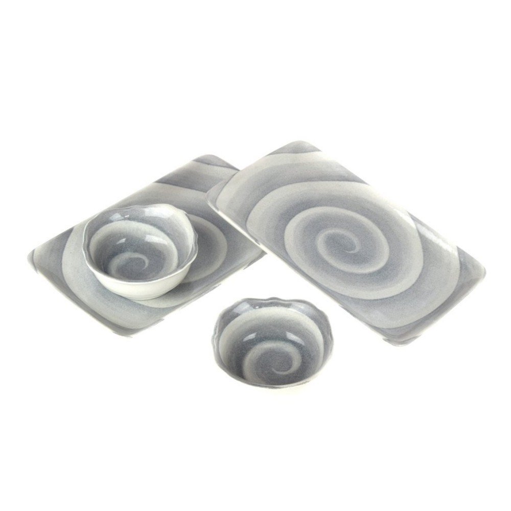 Set 2 keramických talířů a misky Made In Japan Grey Swirl v:941870