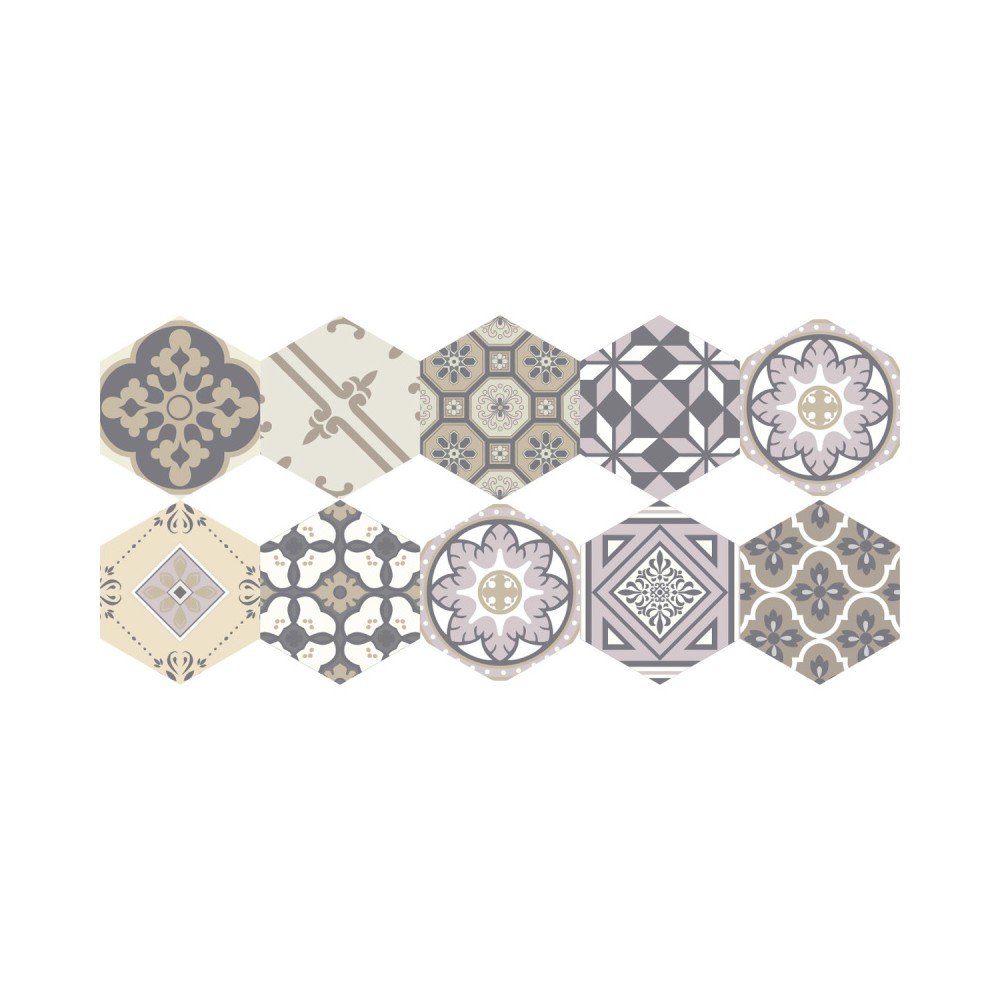 Sada 10 samolepek na podlahu Ambiance Floor Stickers Hexagons Vita, 40 x 90 cm v:1204754
