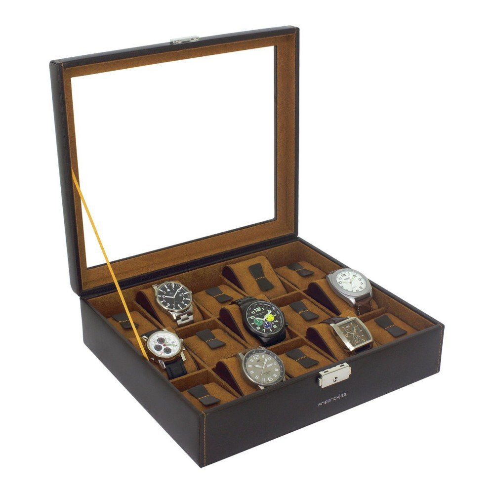 Hnědý box na 15 hodinek Friedrich Lederwaren Bond v:917130