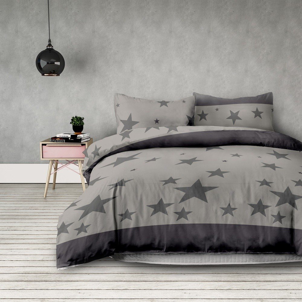 Šedé povlečení na dvoulůžko z mikrovlákna AmeliaHome Stardust, 200 x 220 cm v:1179486