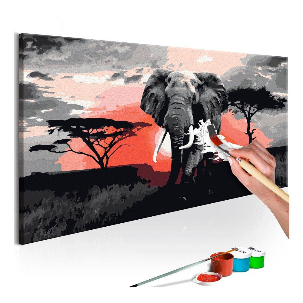 DIY set na tvorbu vlastního obrazu na plátně Artgeist Elephant, 80 x 40 cm v:1079130