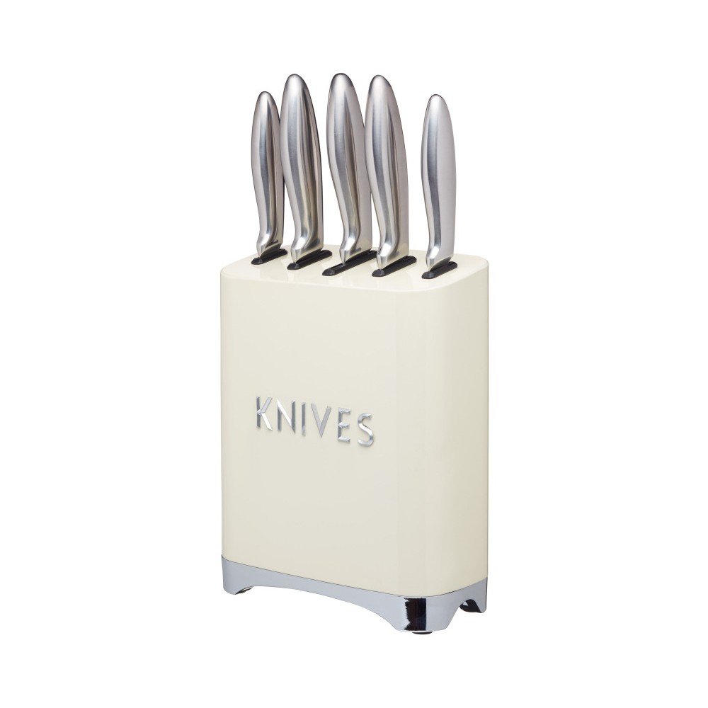 Sada 5 nožů s krémovým stojanem Kitchen Craft Lovello v:912734