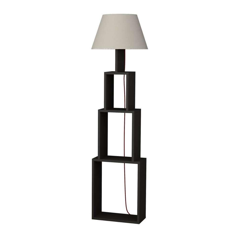 Antracitová volně stojící lampa se světle šedým stínítkem Homitis Tower v:1041594 Antracitová volně stojící lampa se světle šedým stínítkem Homitis Tower v:1041594