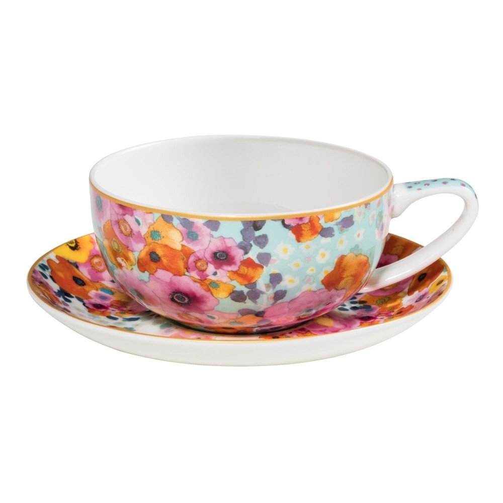Modro-bílý šálek s podšálkem z kostního porcelánu Maxwell & Williams Bloems, 270 ml v:1117864