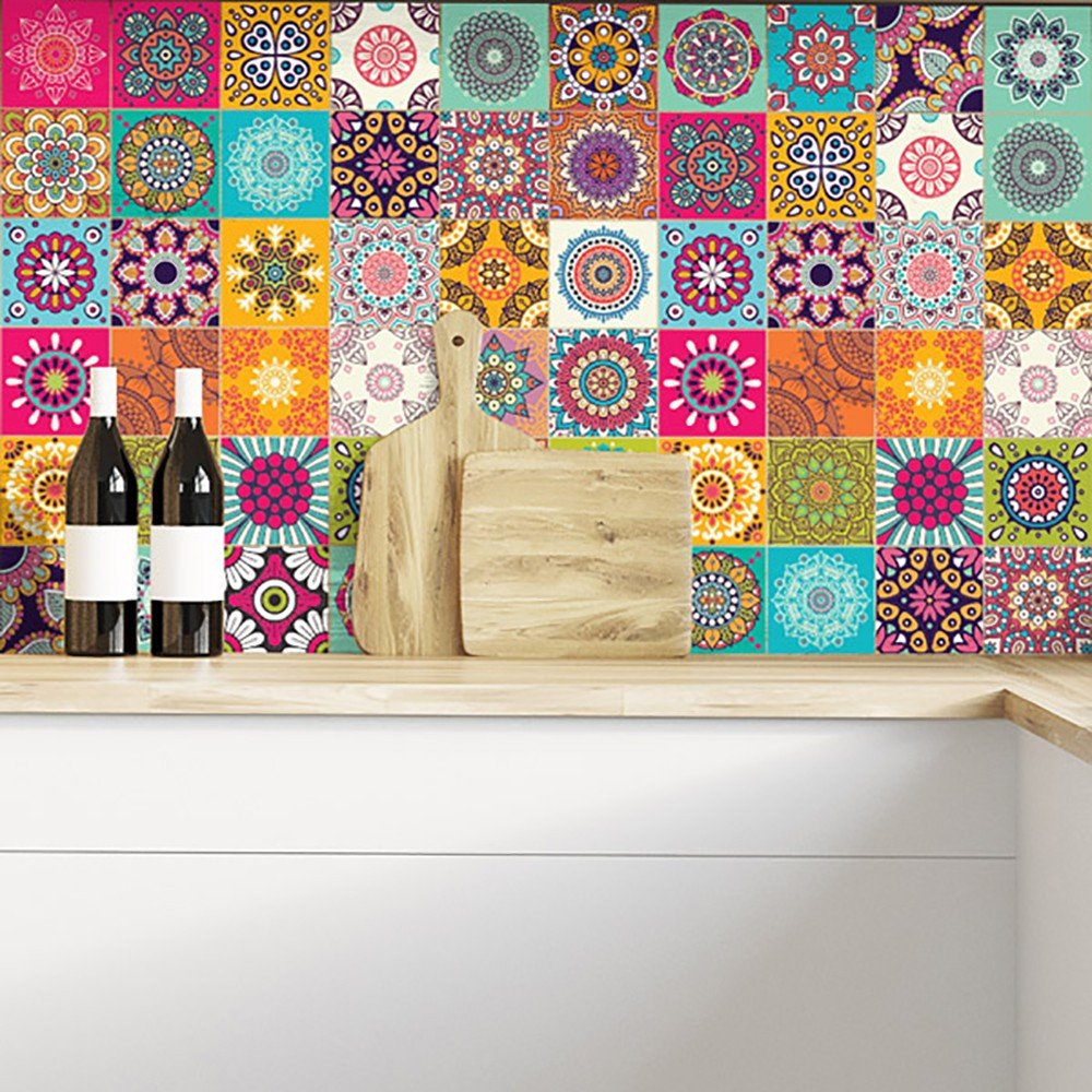 Sada 60 nástěnných samolepek Ambiance Tiles Vintage, 10 x 10 cm v:901966