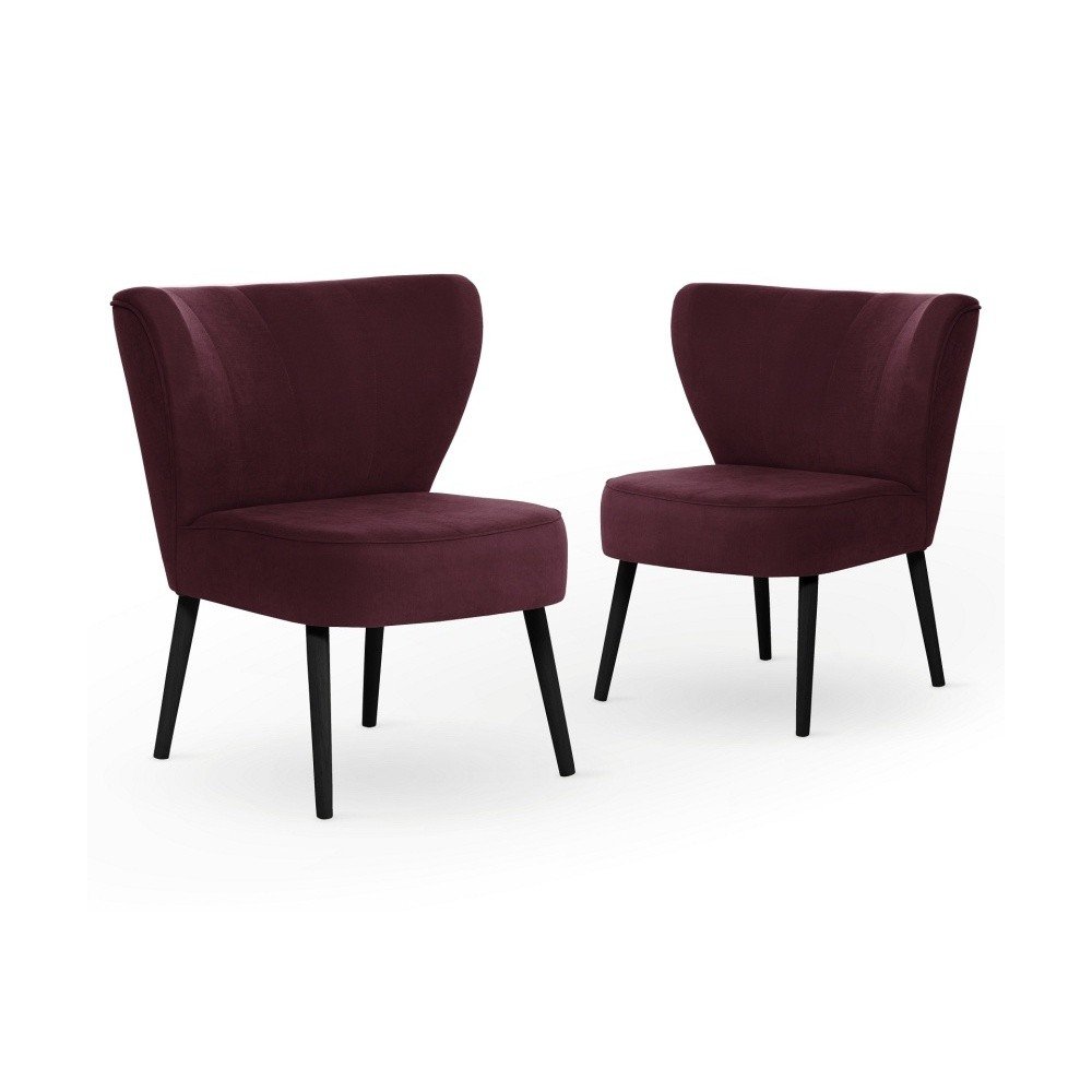 Sada 2 bordó jídelních židlí s černými nohami My Pop Design Hamilton v:1065046