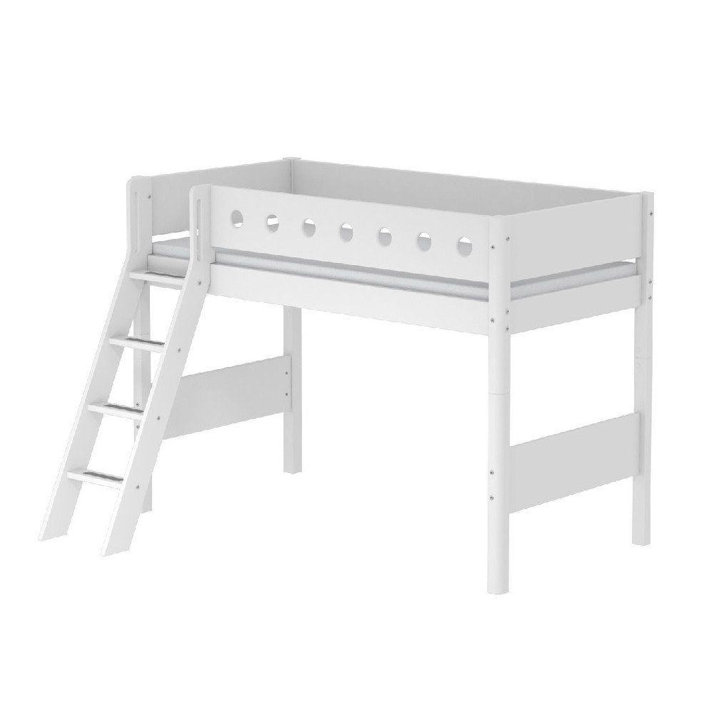 Bílá vyšší dětská postel s žebříkem Flexa White, 90 x 200 cm v:1294874