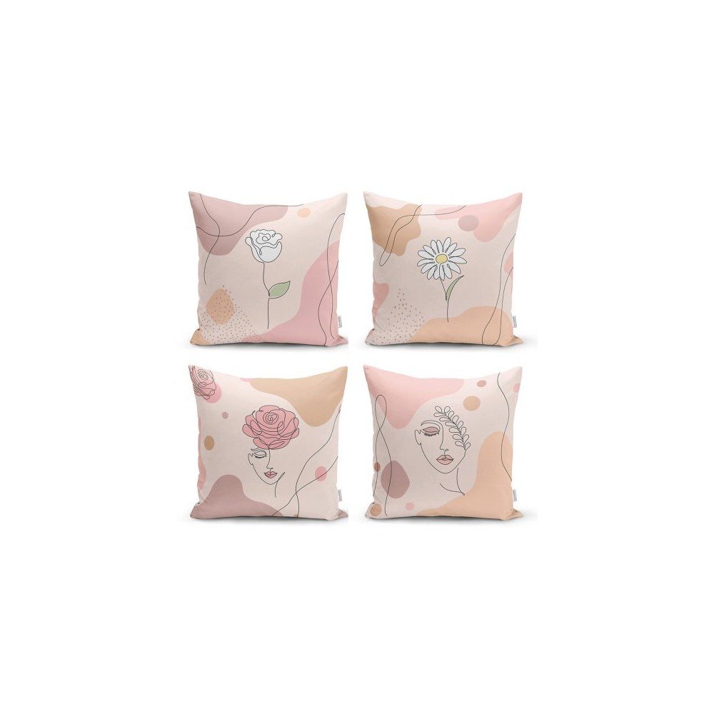 Sada 4 dekorativních povlaků na polštáře Minimalist Cushion Covers Draw Art Women, 45 x 45 cm v:1371975