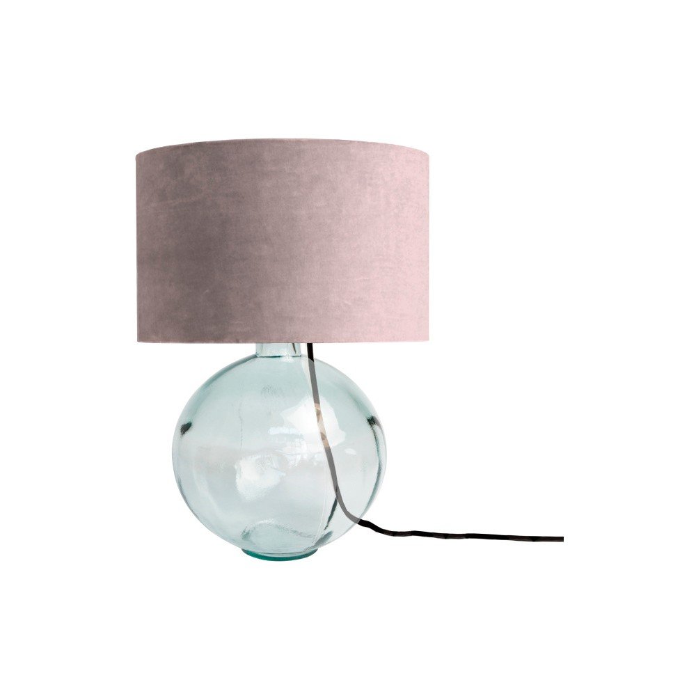 Růžová stolní lampa z ručně foukaného skla se sametovým stínítkem Velvet Atelier v:1097780