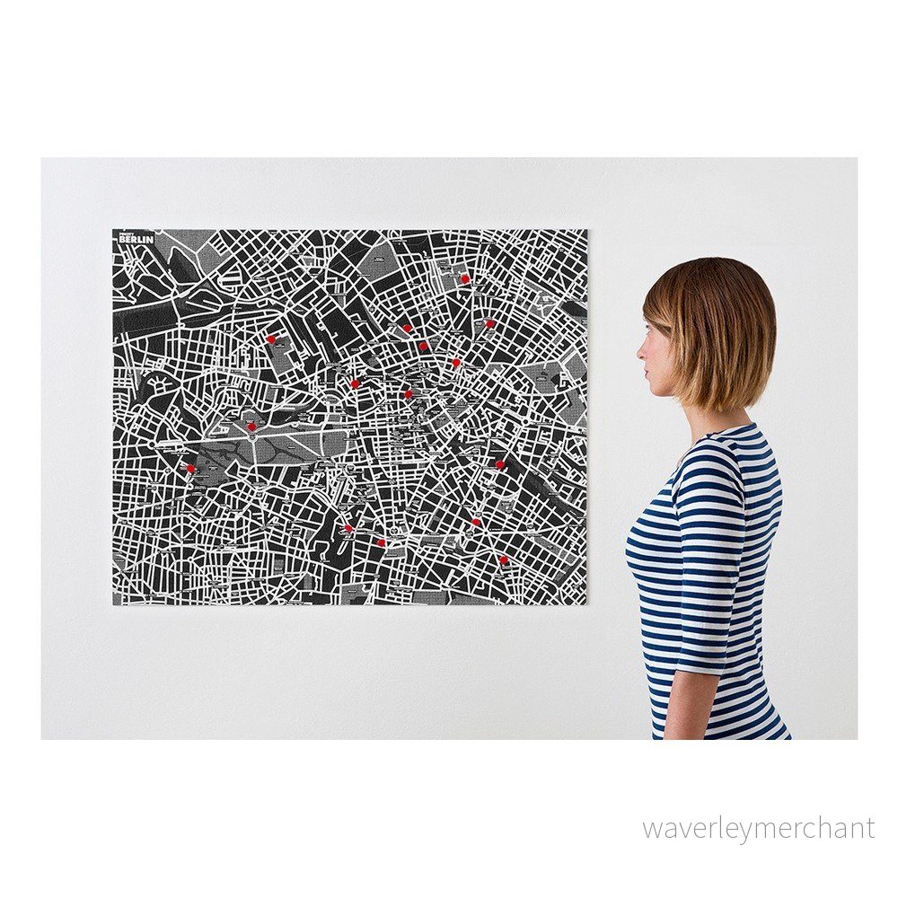 Černá nástěnná mapa Palomar Pin Berlín v:829396