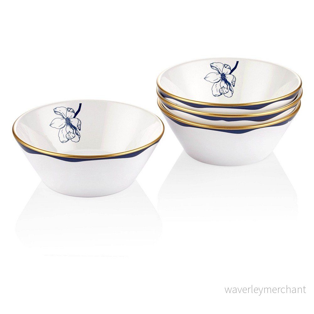 Sada 4 bílých porcelánových misek s modrým květem Mia Bleu, ⌀ 15 cm v:1343667