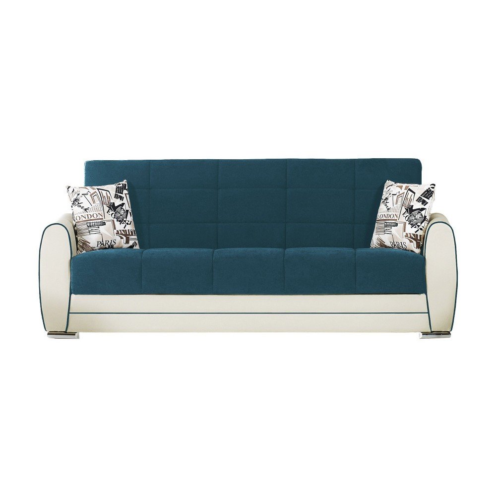Tyrkysovo-krémová trojmístná rozkládací pohovka s úložným prostorem Esidra Rest v:876676