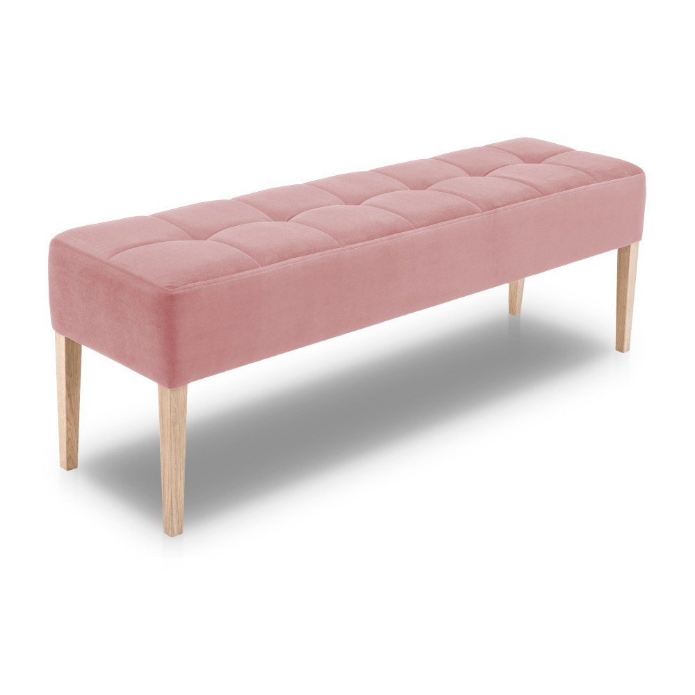 Světle růžová lavice s dubovými nohami Mossø Hattu, délka 152 cm v:1146434