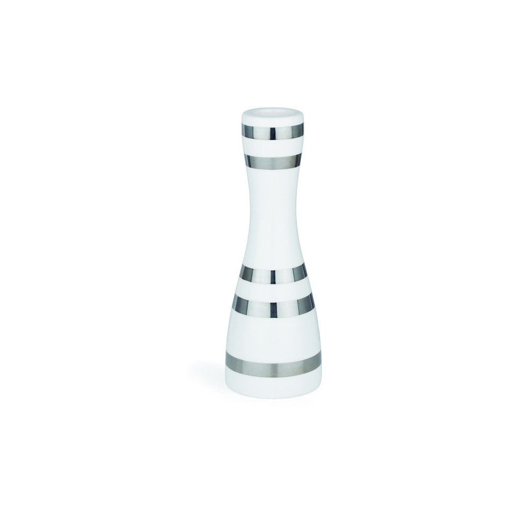 Bílý kameninový svícen s detaily ve stříbrné barvě Kähler Design Omaggio, výška 16 cm v:1301414