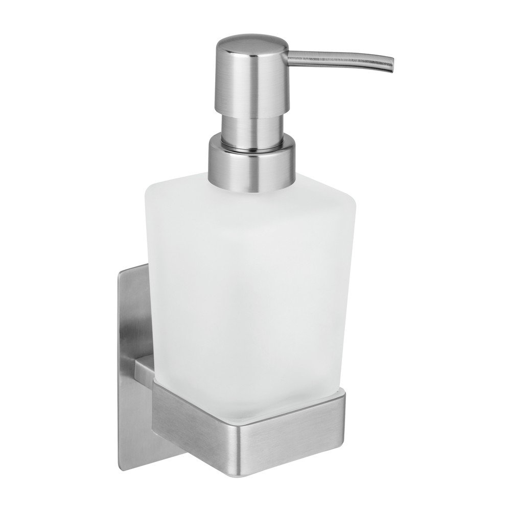 Samodržící skleněný dávkovač mýdla v matně stříbrné barvě 200 ml Genova – Wenko v:1455228