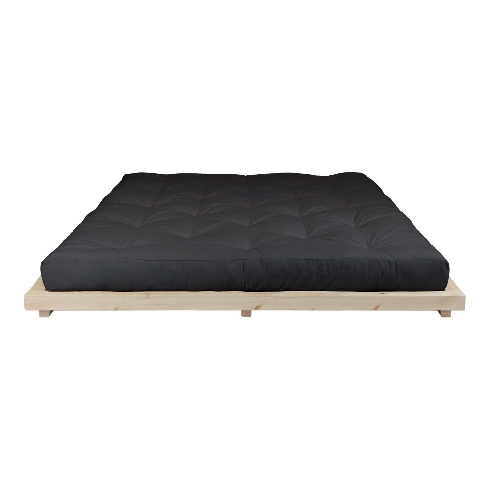 Dvoulůžková postel z borovicového dřeva s matrací Karup Design Dock Comfort Mat Natural Clear/Black, 160 x 200 cm v:1308942