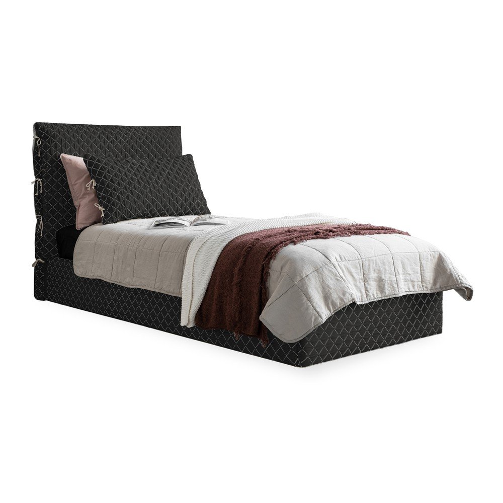 Černá čalouněná jednolůžková postel s úložným prostorem s roštem 90x200 cm Sleepy Luna – Miuform v:1549144