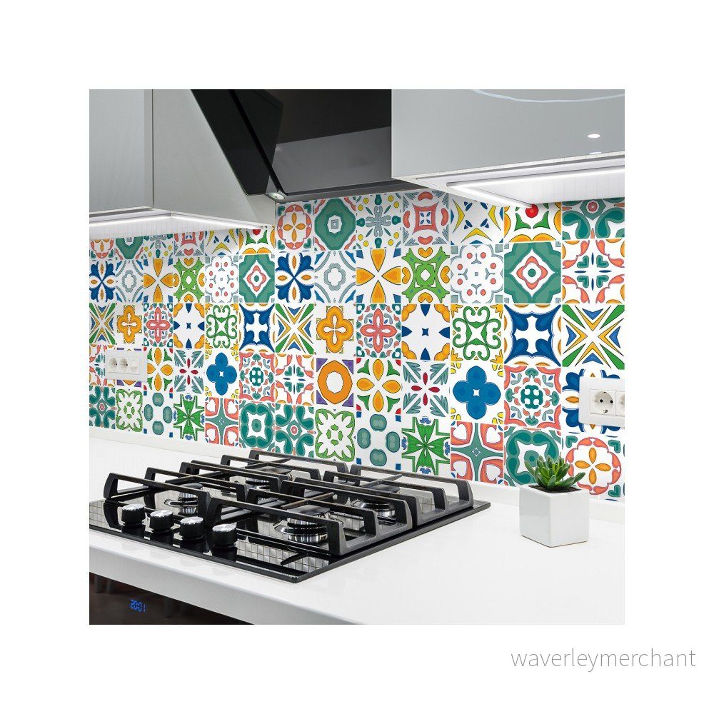 Sada 60 nástěnných samolepek Ambiance Stickers Azulejos Lotina, 10 x 10 cm v:1139614