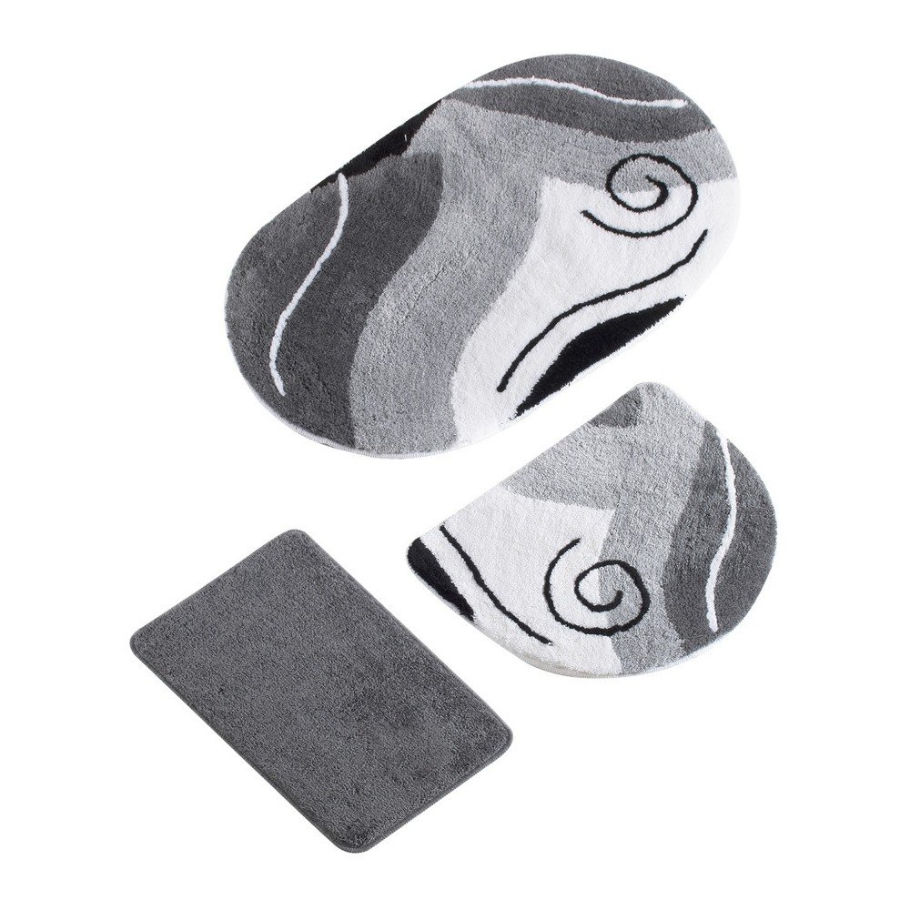 Sada 3 šedých koupelnových předložek Salin Bath Mat Gorko v:1156116
