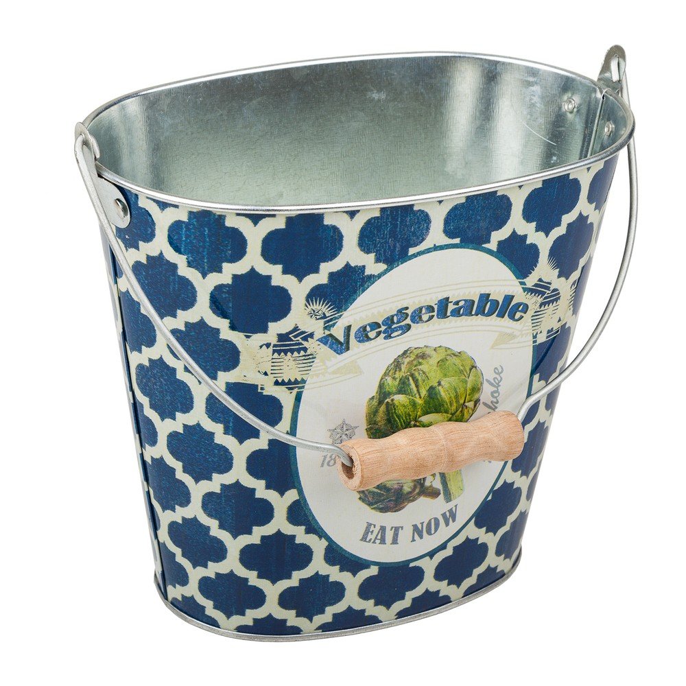 Modrý kovový kyblík Vegetables, výška 15,5 cm v:1255486