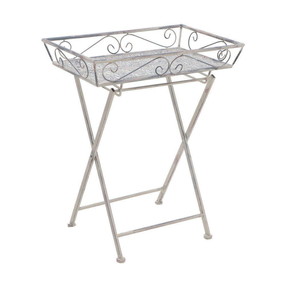 Šedý kovový příruční stolek InArt Antique, výška 74 cm v:1064206