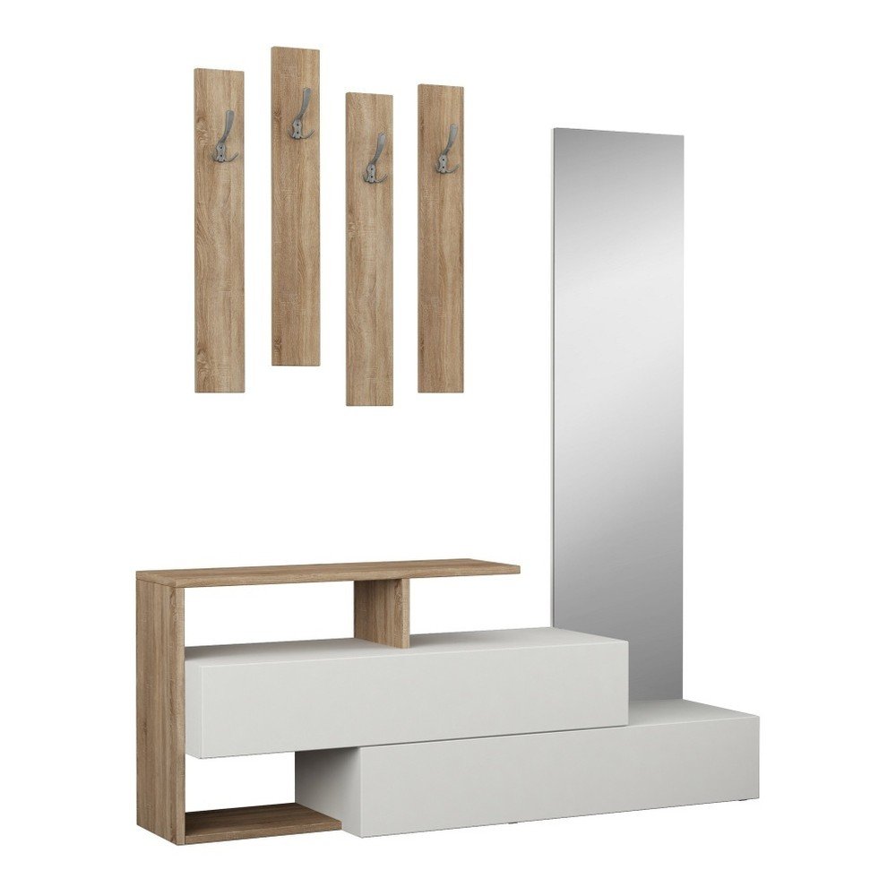Set botníku se zrcadlem a nástěnného věšáku Ramda Oak v:1246210