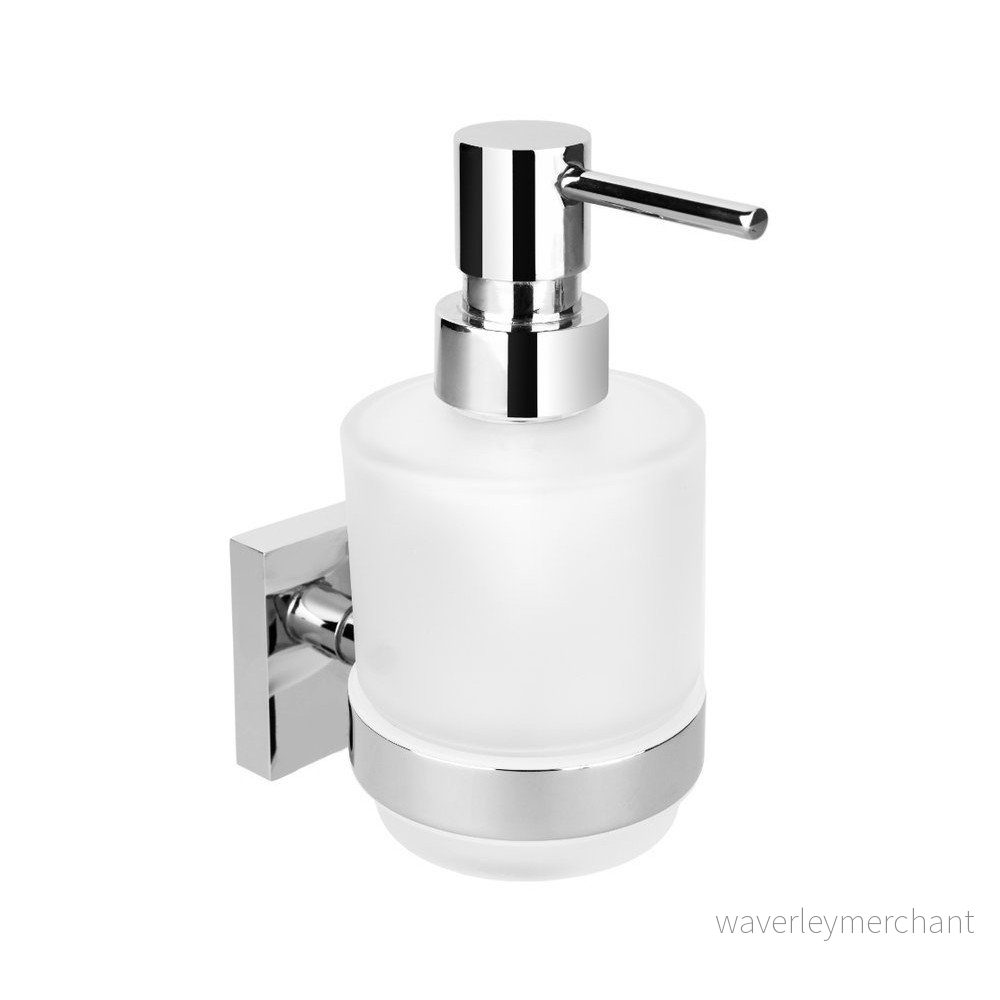 Skleněný závěsný dávkovač mýdla ve stříbrné barvě Sapho X-Square, 200 ml v:1437123