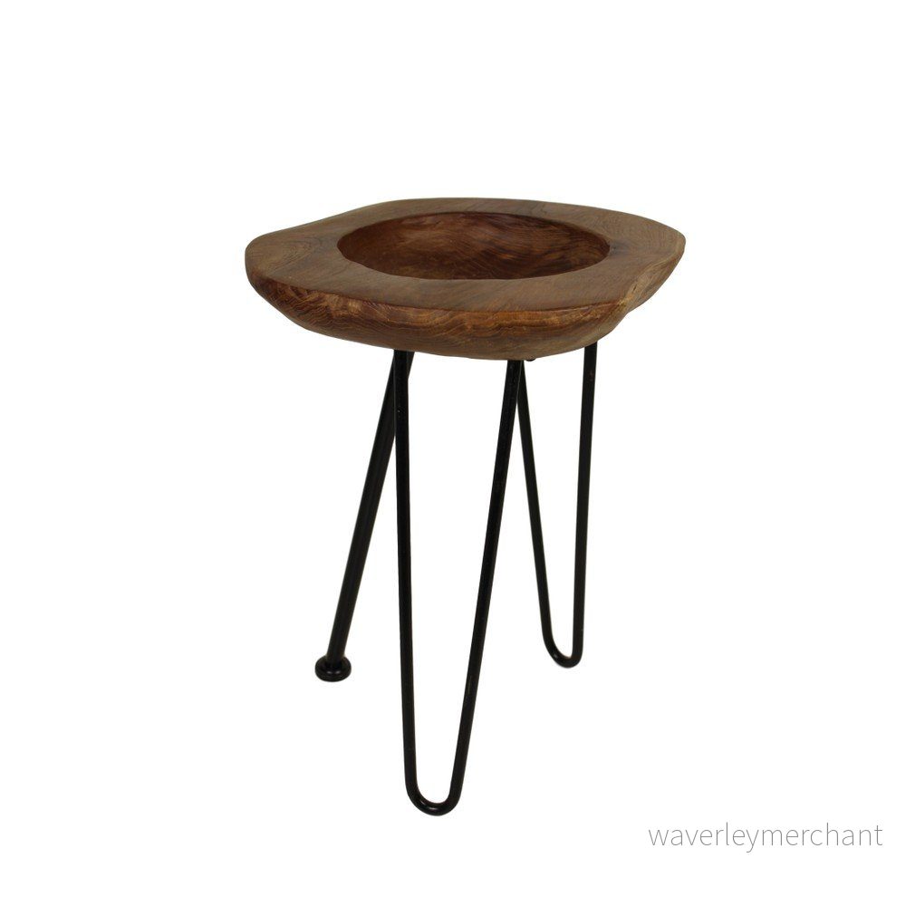 Odkládací stolek s miskou z teakového dřeva HSM Collection Bowl, výška 50 cm v:929694