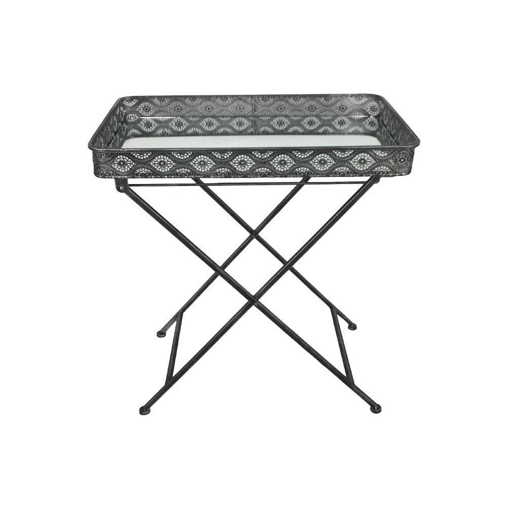 Šedý kovový stolek s deskou ze zrcadla InArt Antique Square v:1007296