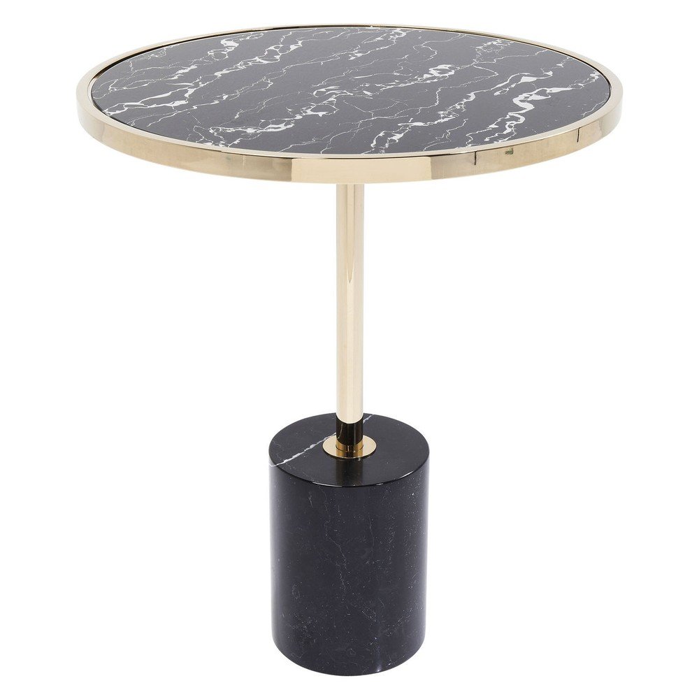 Černý odkládací stolek s podnožím ve zlaté barvě Kare Design San Remo Base, ø 46 cm v:1363771