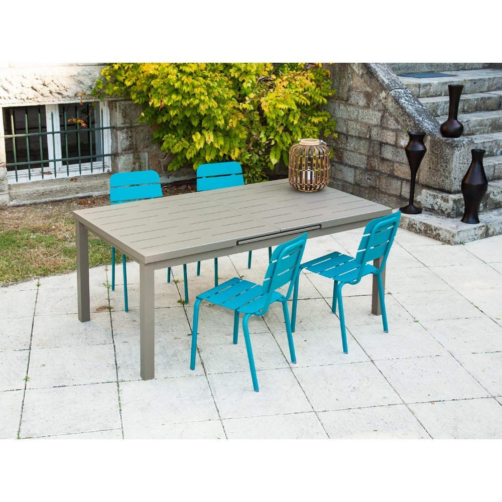 Modro-hnědý hliníkový zahradní jídelní set pro 4 Typon v:1504456